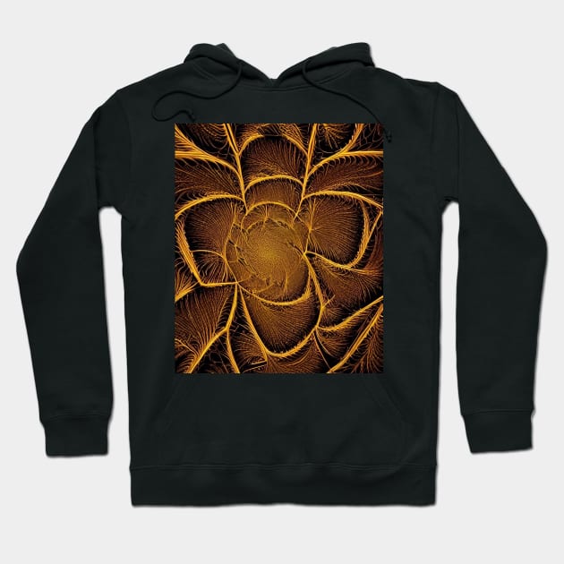 Fractal Lattice Pattern - Gold and Black Aesthetic - A.I. art Hoodie by BubbleMench